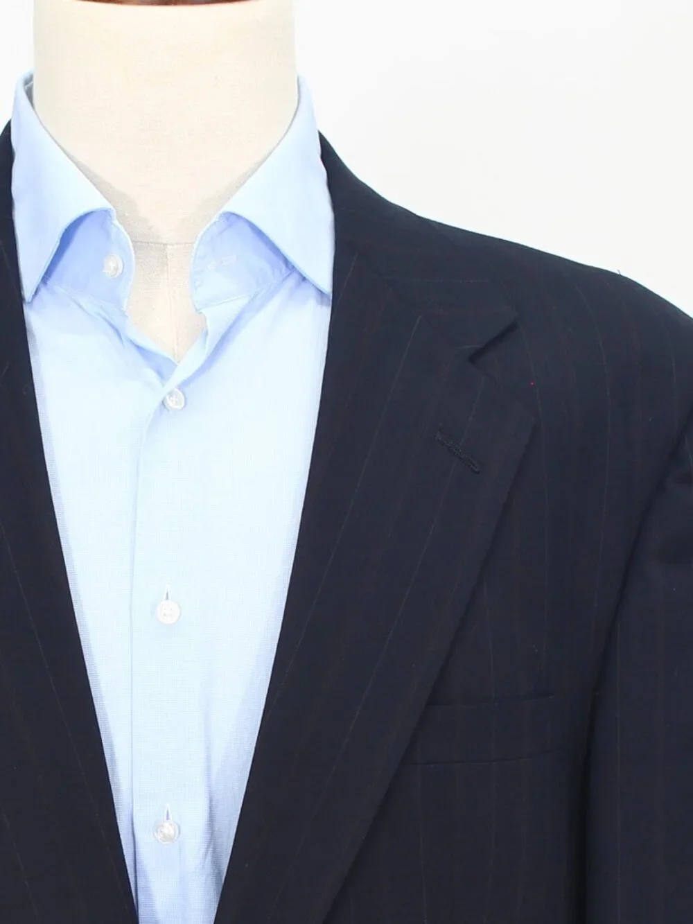 Vintage 1990s 46R 38x31 Navy Full Suit 2-Button Stripe R945